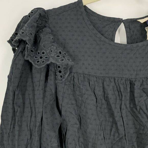 Universal Thread Women's Large Ruffle Long Sleeve Dress Black W/Pockets NWT - Picture 5 of 8